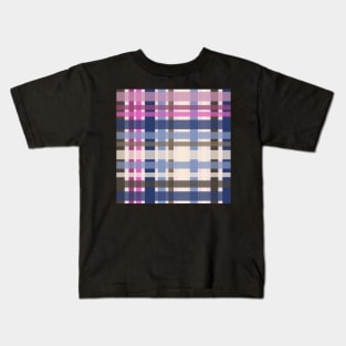 Modern tartan plaid in tones of sage blue green and caramel Kids T-Shirt